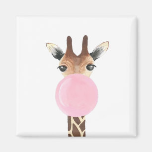 Giraffe blowing bubblegum magnet