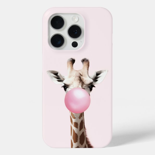 Giraffe Blowing Pink Bubble Gum Phone Case (Back)