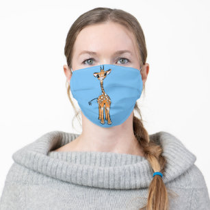 Giraffe - blue background cloth face mask