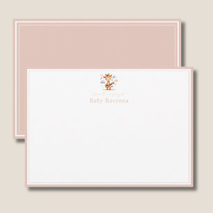 Giraffe Blush Beige Border Nursery New Baby  Card