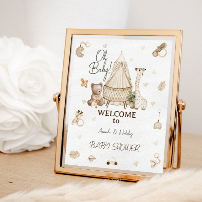 Giraffe Boho Nursery Baby Shower Welcome Poster (Creator Uploaded)