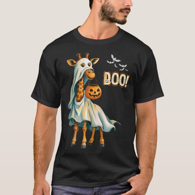 Giraffe Boo Costume Giraffe Pumpkin Halloween  T-Shirt (Front)