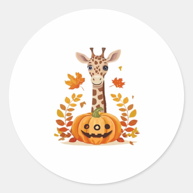 Giraffe Boo Halloween Classic T-Shirt_9 Classic Round Sticker (Front)