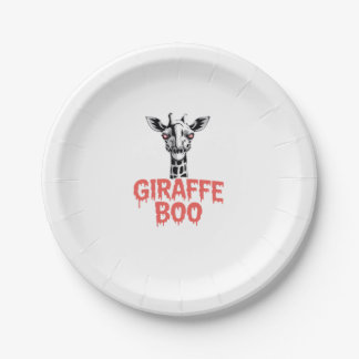Giraffe Boo Halloween. Creepy Psychedelic Giraffe Paper Plate