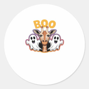 Giraffe Boo Halloween - Funny Spooky Animal Classi Classic Round Sticker