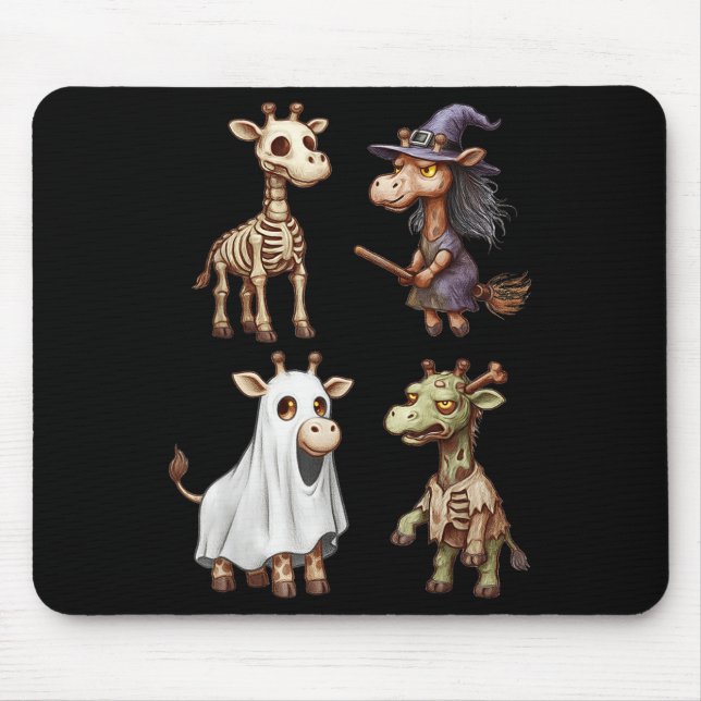 Giraffe Boo Zombie Witch Halloween Costume Women  Mouse Mat (Front)