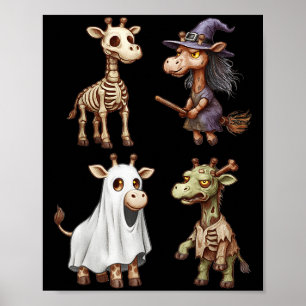 Giraffe Boo Zombie Witch Halloween Costume Women Poster