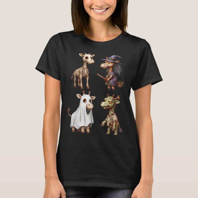 Giraffe Boo Zombie Witch Halloween Costume Women  T-Shirt (Front)