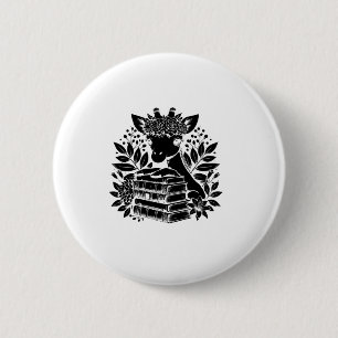 Giraffe Books Bookworm Library Book Reading Biblio 6 Cm Round Badge