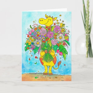 Giraffe bouquet greeting card by Nicole Janes