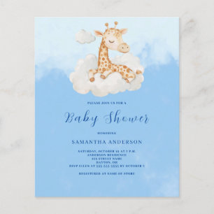Giraffe Boy Budget Baby Shower Invitation