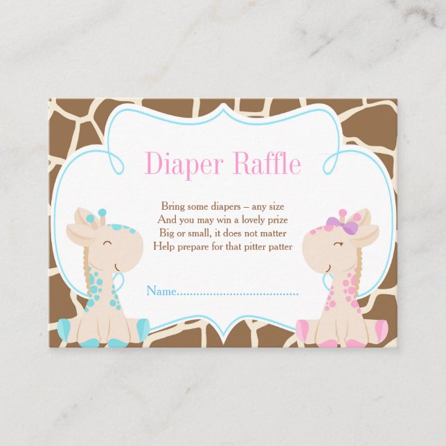 Giraffe Boy or Girl Diaper Raffle Invitation (Front)