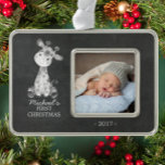 Giraffe Boys Baby's First Christmas Photo Ornament<br><div class="desc">Cute jungle safari giraffe  baby Boys First Christmas Ornament. . Matching items available in our shop.</div>
