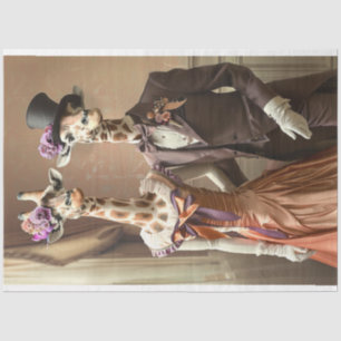 Giraffe Bride Groom Decoupage  Tissue Paper