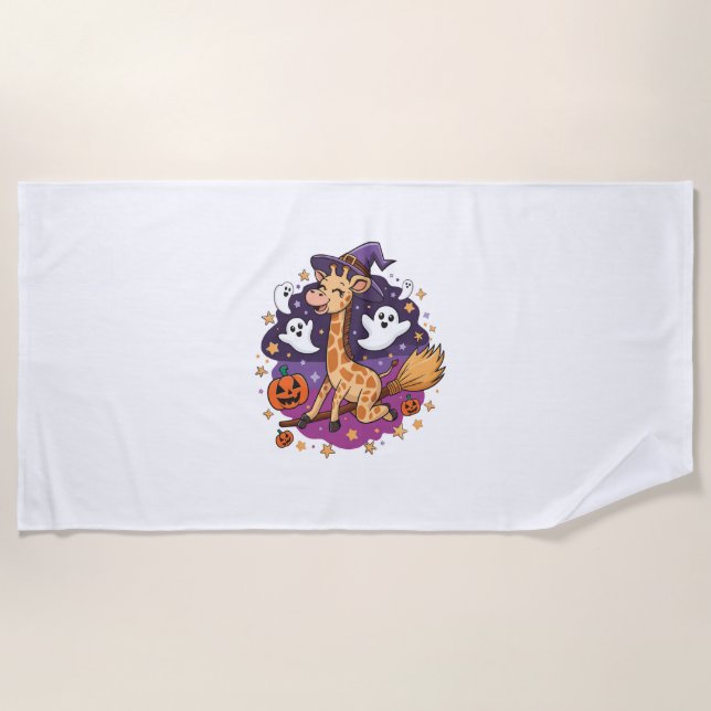 Giraffe Broomstick   Beach Towel (Front)