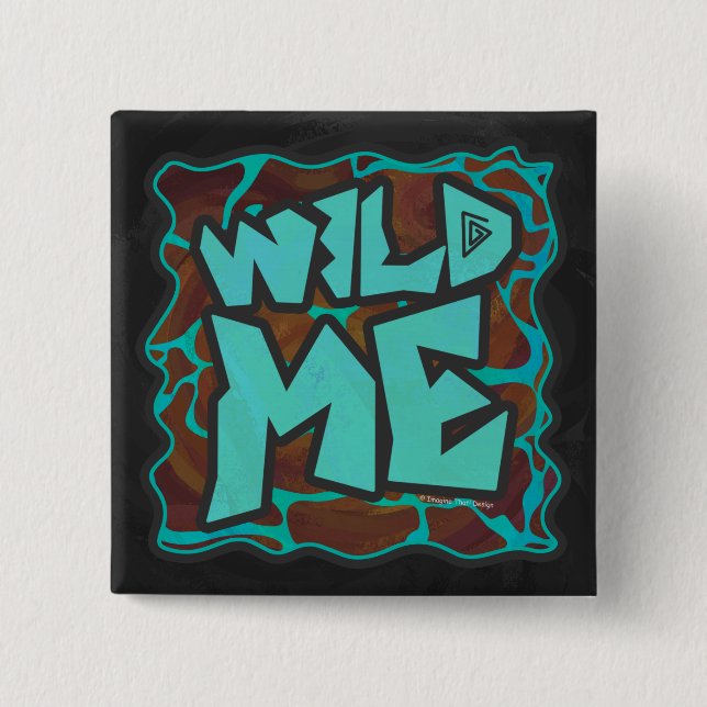 Giraffe Brown and Teal Print 15 Cm Square Badge (Front)