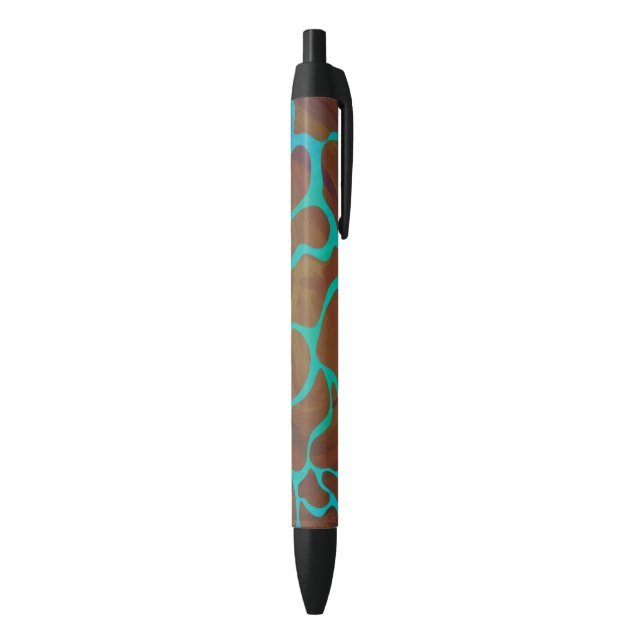 Giraffe Brown and Teal Print Black Ink Pen (Bottom (Vertical))