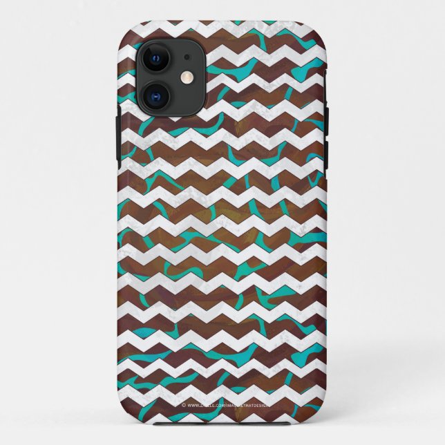 Giraffe Brown and Teal Print Case-Mate iPhone Case (Back)