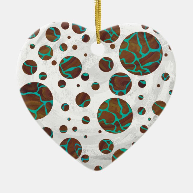Giraffe Brown and Teal Print Ceramic Tree Decoration (Front)