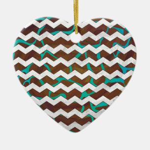 Giraffe Brown and Teal Print Ceramic Tree Decoration