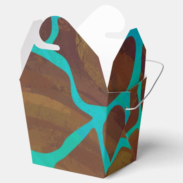 Giraffe Brown and Teal Print Favour Box (Opened)