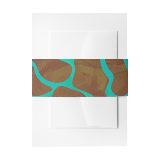 Giraffe Brown and Teal Print Invitation Belly Band (Front Example)