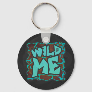 Giraffe Brown and Teal Print Key Ring