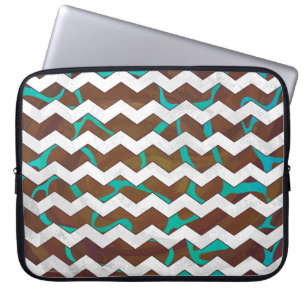 Giraffe Brown and Teal Print Laptop Sleeve
