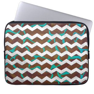 Giraffe Brown and Teal Print Laptop Sleeve