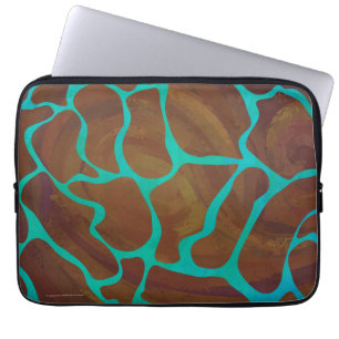 Giraffe Brown and Teal Print Laptop Sleeve