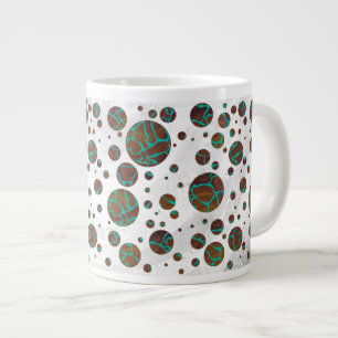 Giraffe Brown and Teal Print Large Coffee Mug