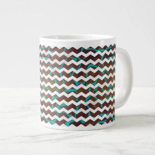 Giraffe Brown and Teal Print Large Coffee Mug