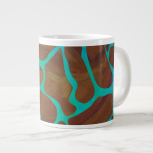 Giraffe Brown and Teal Print Large Coffee Mug
