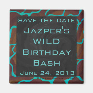 Giraffe Brown and Teal Print Magnet