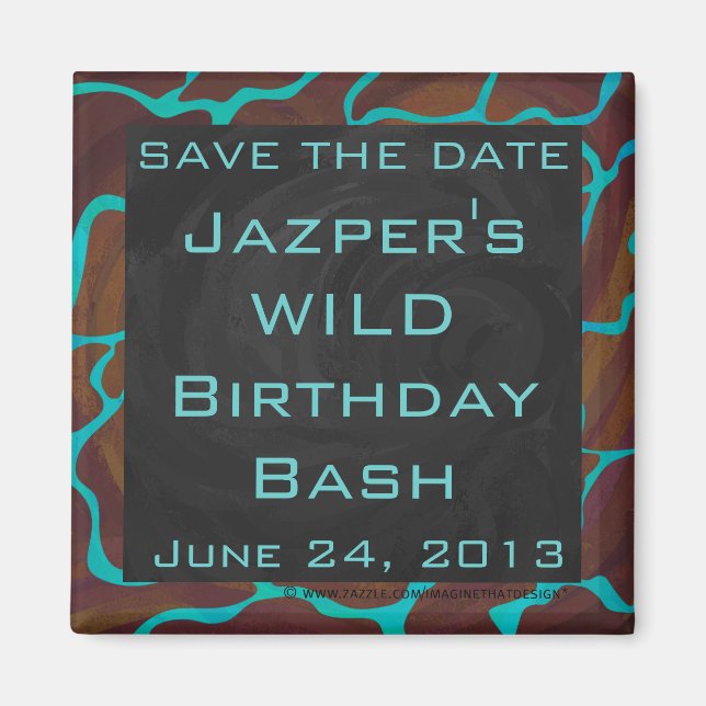 Giraffe Brown and Teal Print Magnet (Front)