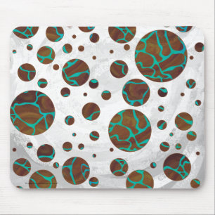 Giraffe Brown and Teal Print Mouse Mat