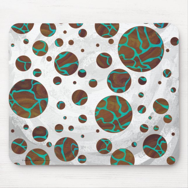 Giraffe Brown and Teal Print Mouse Mat (Front)