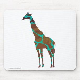 Giraffe Brown and Teal Print Mouse Mat