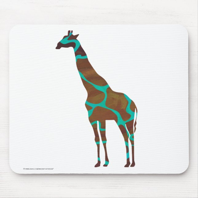 Giraffe Brown and Teal Print Mouse Mat (Front)