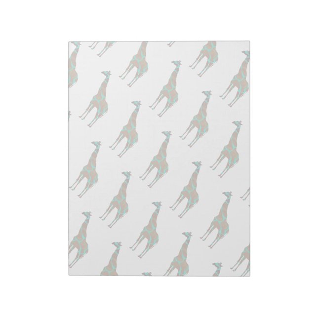 Giraffe Brown and Teal Print Notepad (Rotated)