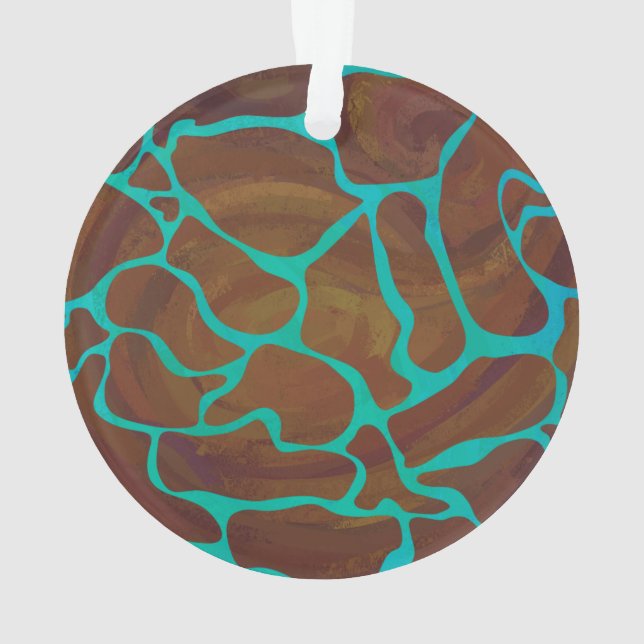 Giraffe Brown and Teal Print Ornament (Back)