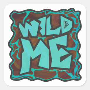 Giraffe Brown and Teal Print Square Sticker