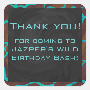 Giraffe Brown and Teal Print Square Sticker