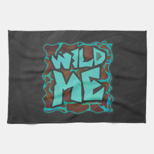 Giraffe Brown and Teal Print Tea Towel