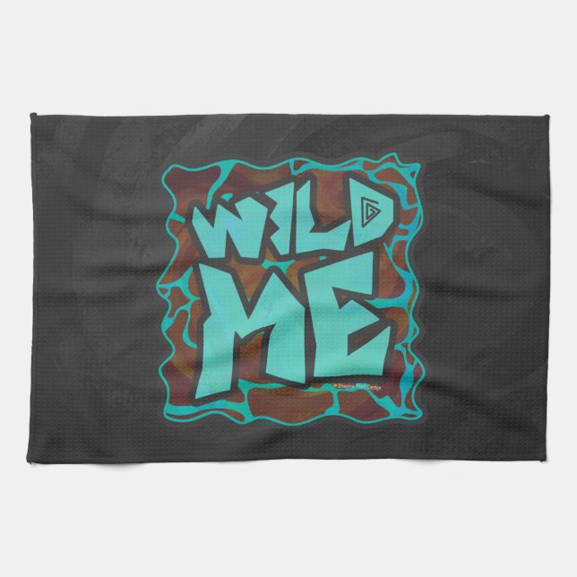 Giraffe Brown and Teal Print Tea Towel (Horizontal)