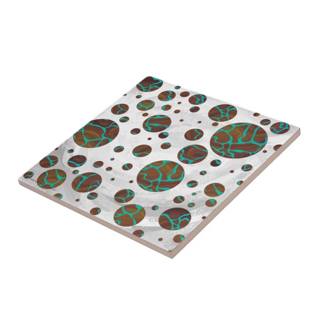 Giraffe Brown and Teal Print Tile (Side)