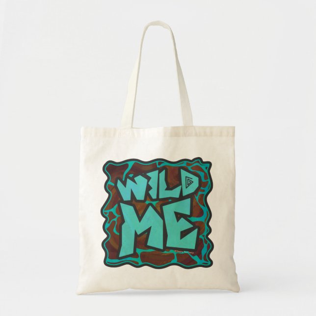 Giraffe Brown and Teal Print Tote Bag (Front)