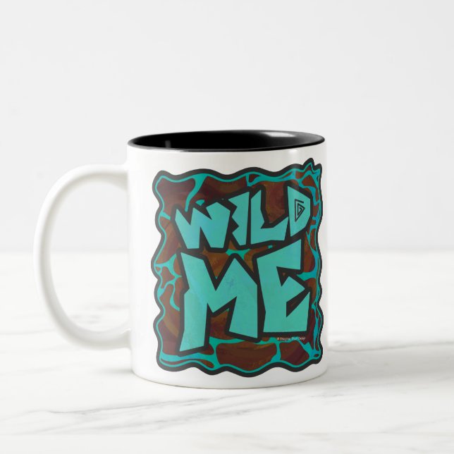 Giraffe Brown and Teal Print Two-Tone Coffee Mug (Left)