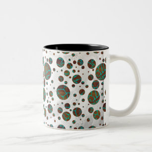 Giraffe Brown and Teal Print Two-Tone Coffee Mug
