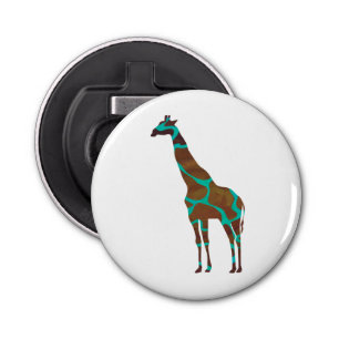 Giraffe Brown and Teal Siloette Bottle Opener